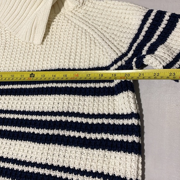 Women’s Lands*End* Sweater Blue & White Stripe Turtleneck Size L - Picture 9 of 11